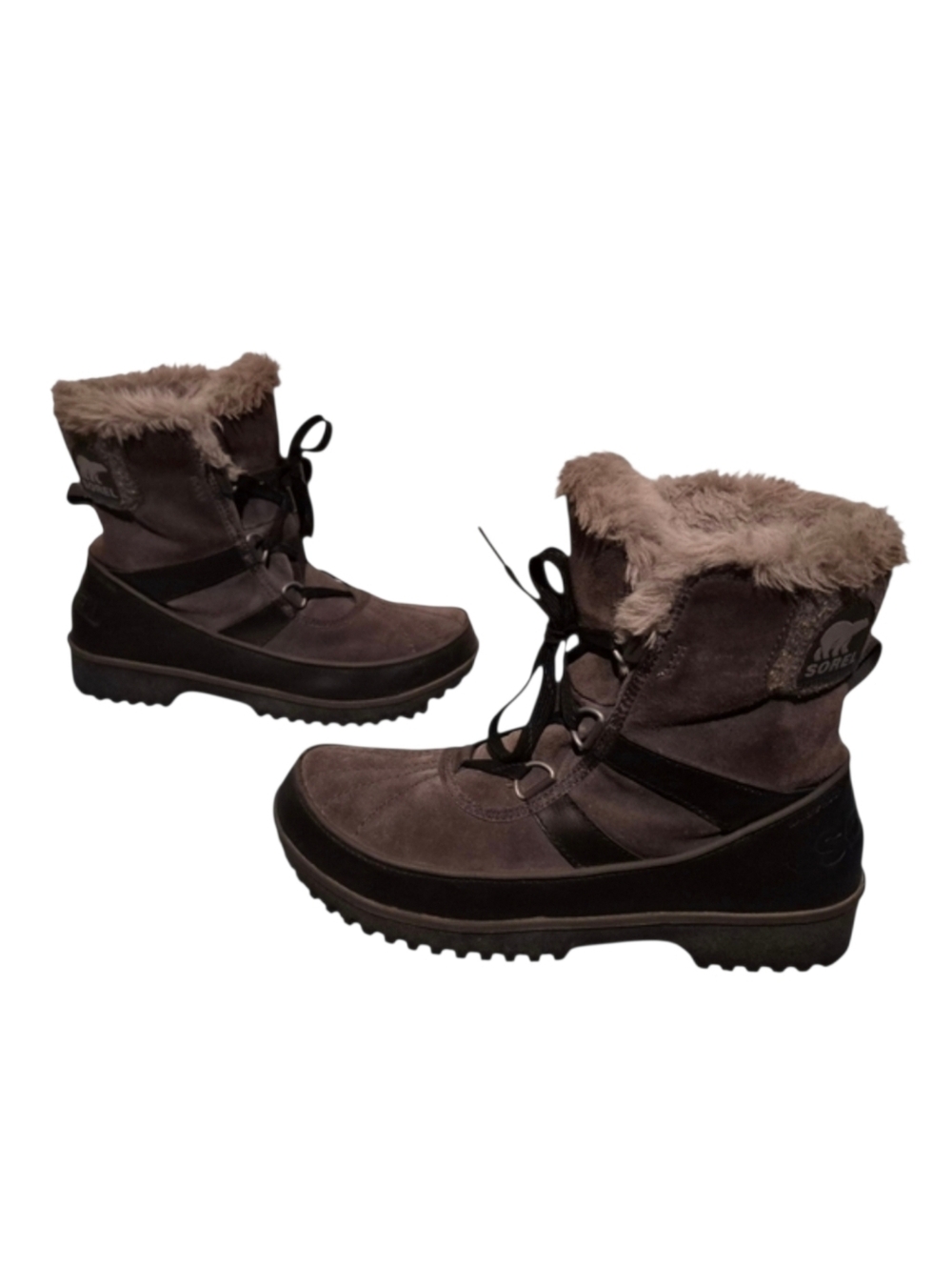 Sorel Gray/Black Lace-Up Winter Snow Combat Boots Women's Size 9.5